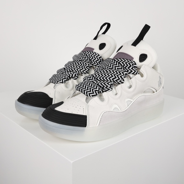L@nvin Leather Curb Sneaker White