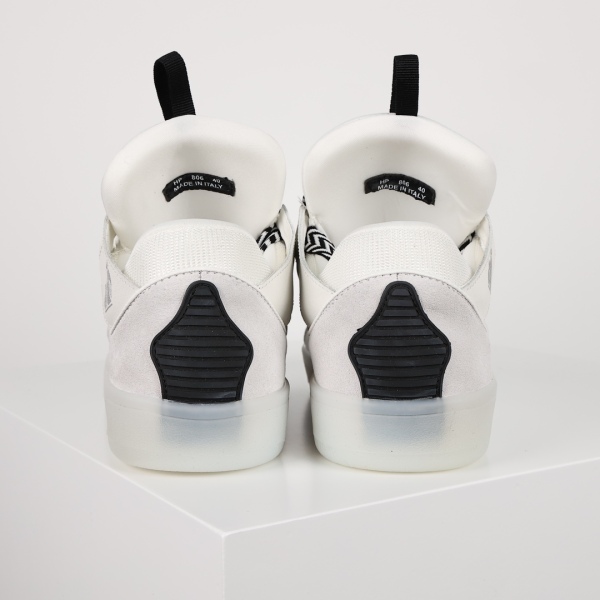L@nvin Leather Curb Sneaker White