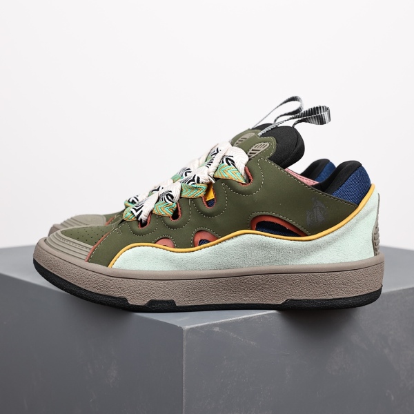 L@nvin Green Leather Curb Sneakers