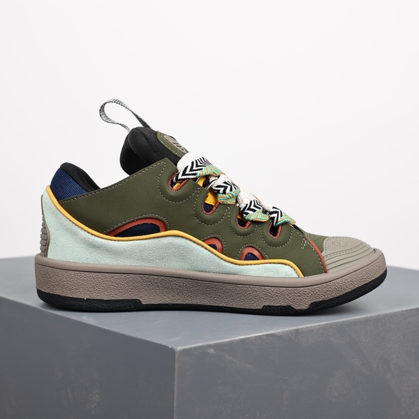 L@nvin Green Leather Curb Sneakers