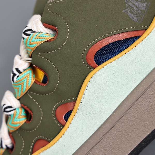L@nvin Green Leather Curb Sneakers