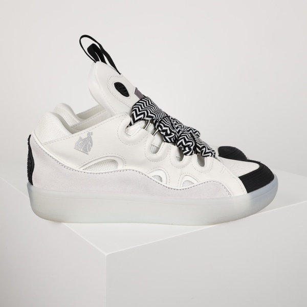 L@nvin Leather Curb Sneaker White