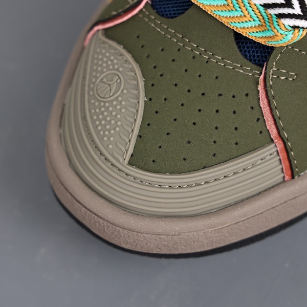 L@nvin Green Leather Curb Sneakers