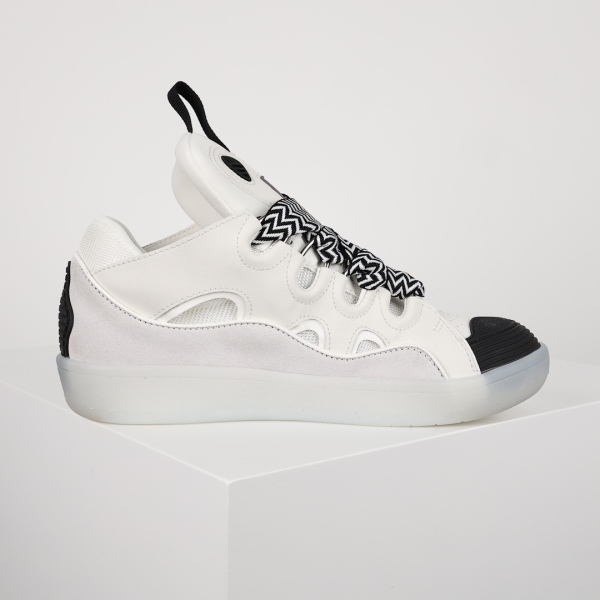 L@nvin Leather Curb Sneaker White