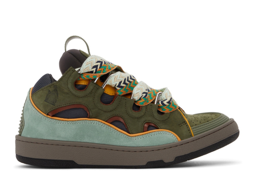 L@nvin Green Leather Curb Sneakers