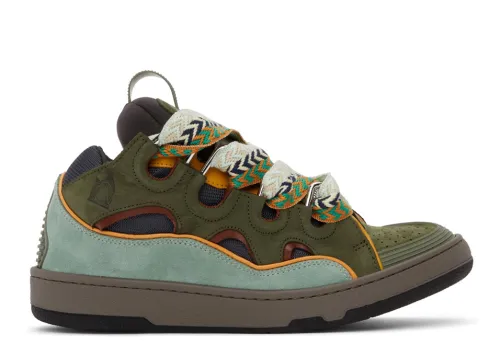L@nvin Green Leather Curb Sneakers