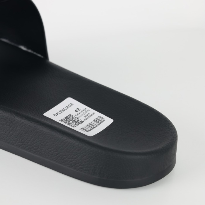 Balenciaga Logo Pool Slides Black Fluo Green