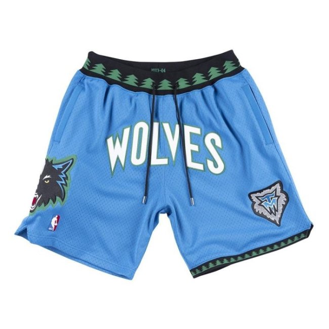 Minnesota Timberwolves Men's Blue Vintage Basketball Shorts Stitched