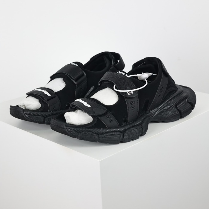 Balenciaga - 3LX Logo-Appliquéd Faux Leather and Canvas-Trimmed Scuba Sandals - Black