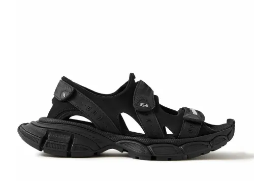 Balenciaga - 3LX Logo-Appliquéd Faux Leather and Canvas-Trimmed Scuba Sandals - Black