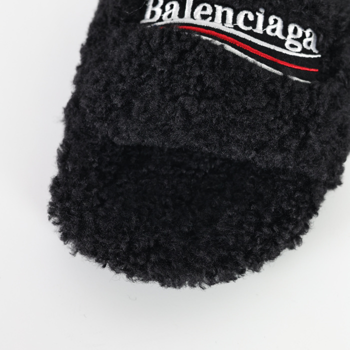 Balenciaga Furry Open Mule in Black