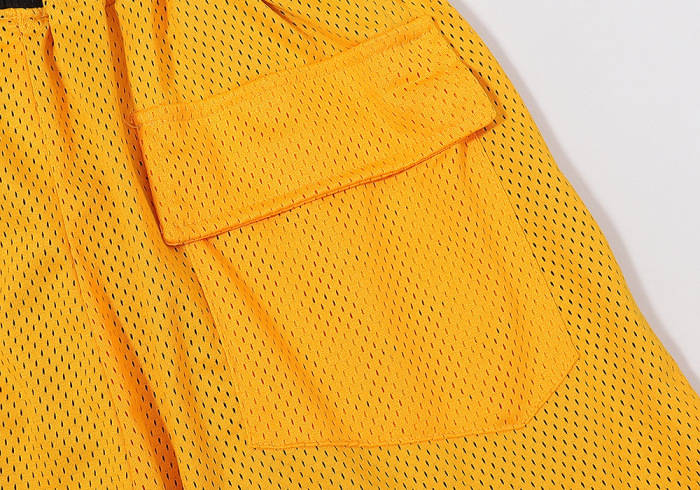 RHUDE Two-Tone Colorblock Striped Elastic Waist Mesh Basketball Shorts