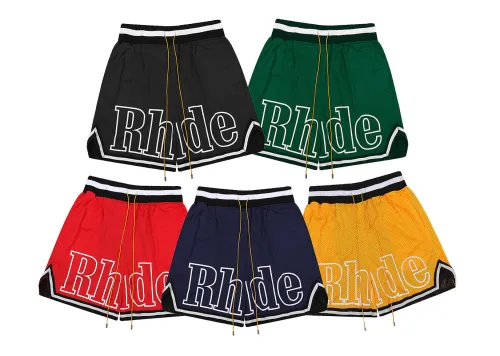 RHUDE Two-Tone Colorblock Striped Elastic Waist Mesh Basketball Shorts