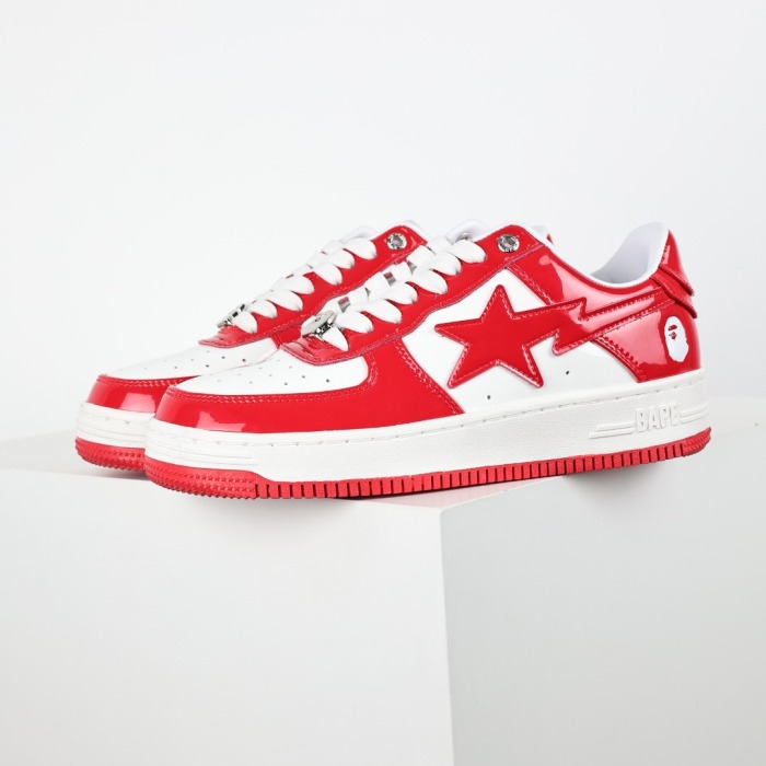 Bapesta Patent Leather White Red