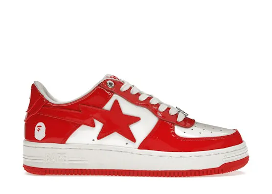 Bapesta Patent Leather White Red