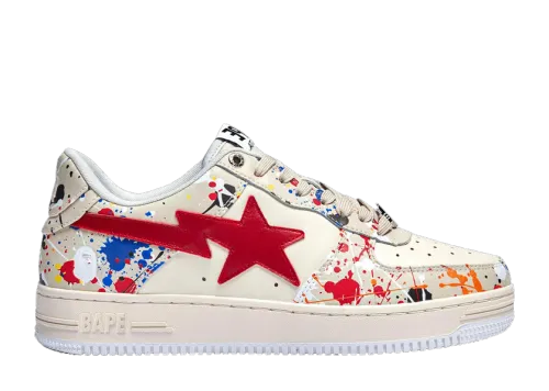 Bapesta Low 'Paint Splatter - Ivory'