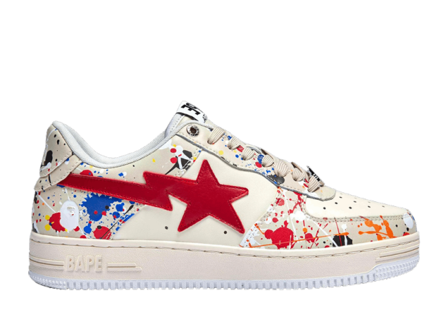 Bapesta Low 'Paint Splatter - Ivory'
