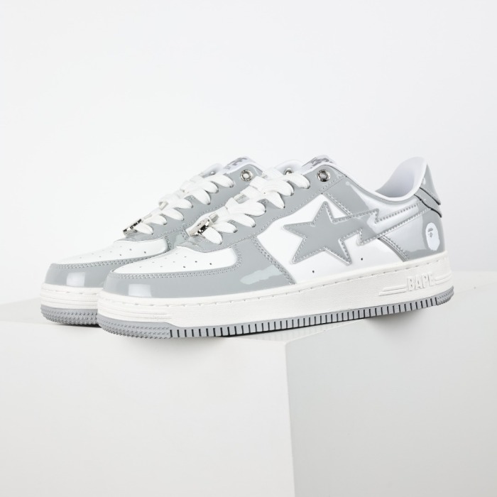 Bapesta Patent Leather White Grey (2023)