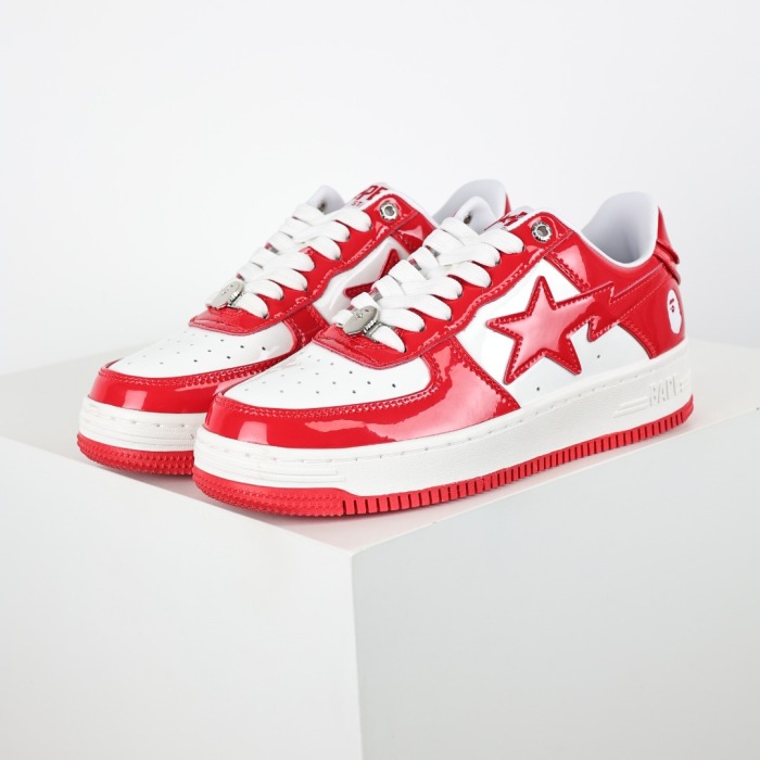 Bapesta Patent Leather White Red