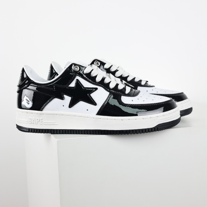 Bapesta Patent Leather Black White