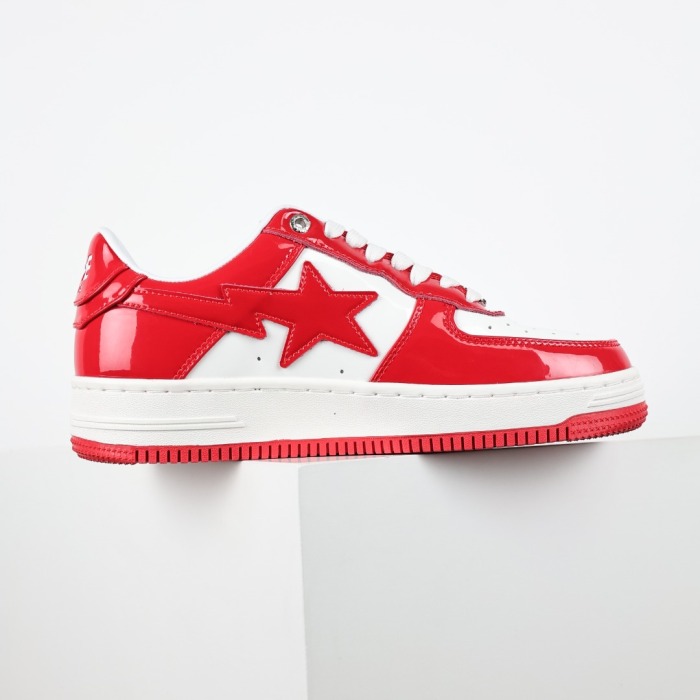 Bapesta Patent Leather White Red