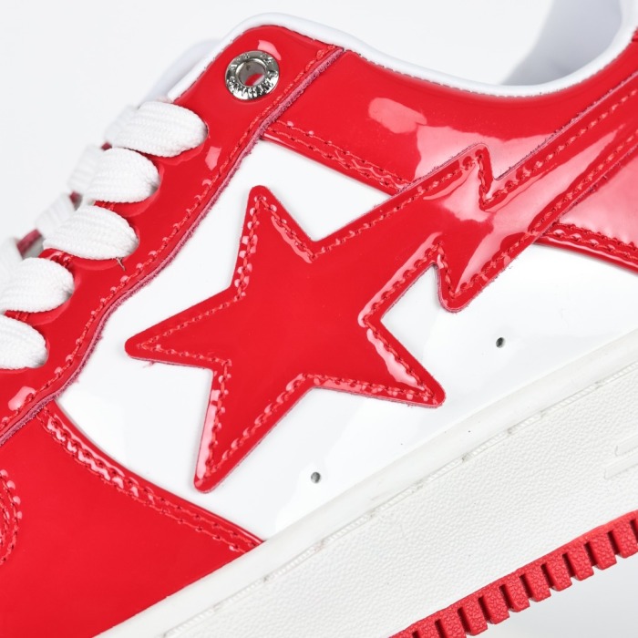 Bapesta Patent Leather White Red