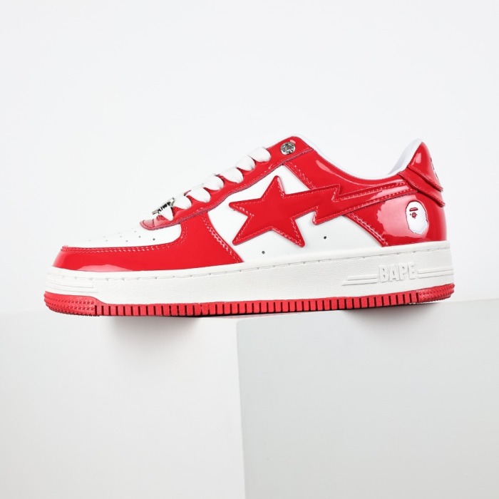 Bapesta Patent Leather White Red