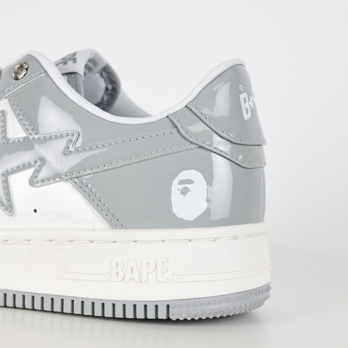 Bapesta Patent Leather White Grey (2023)