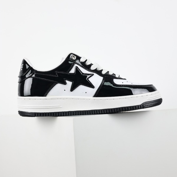 Bapesta Patent Leather Black White