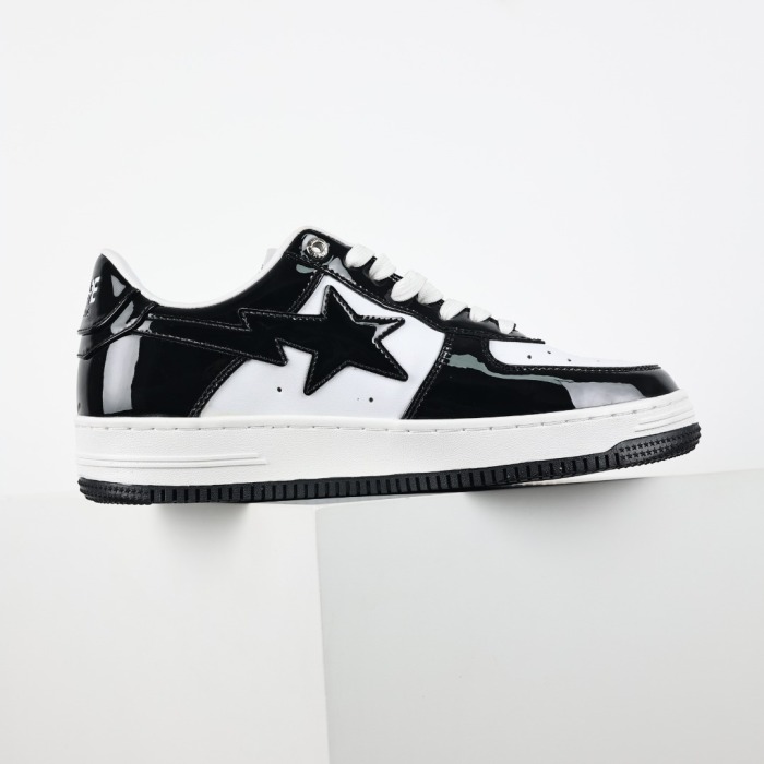 Bapesta Patent Leather Black White