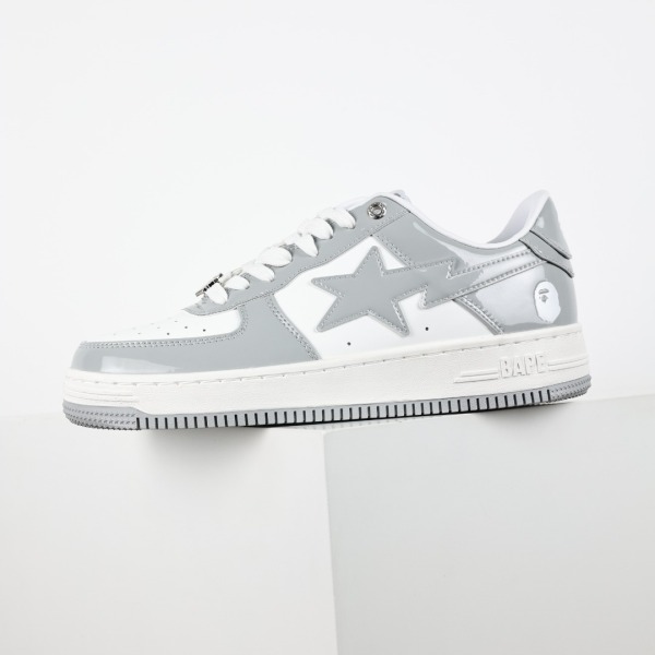 Bapesta Patent Leather White Grey (2023)