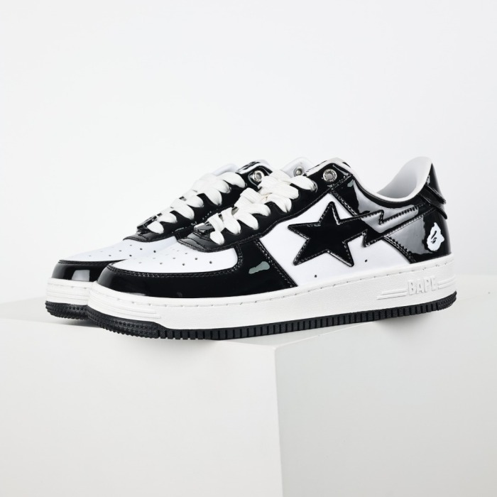 Bapesta Patent Leather Black White