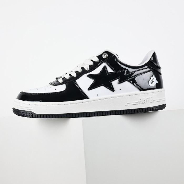 Bapesta Patent Leather Black White