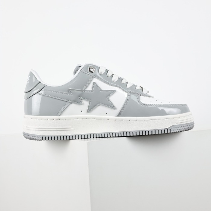 Bapesta Patent Leather White Grey (2023)