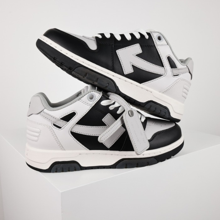 OFF-WHITE Out Of Office OOO Low Tops Light Grey Black