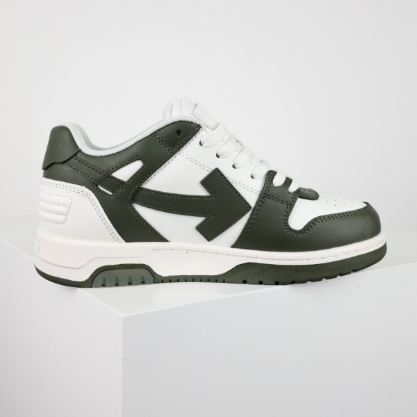 OFF-WHITE White & Army Green Out Of Office low-top sneakers