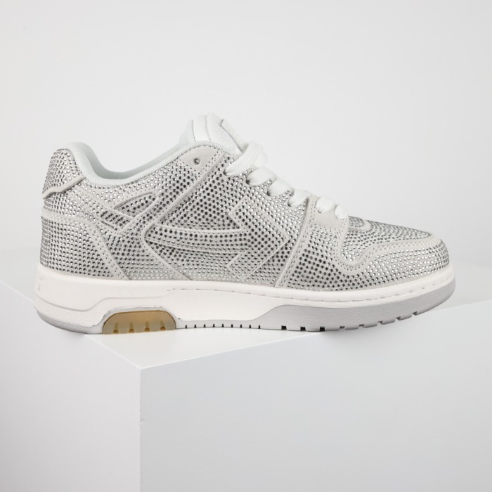 OFF-WHITE Out Of Office OOO Low Tops Silver Strass