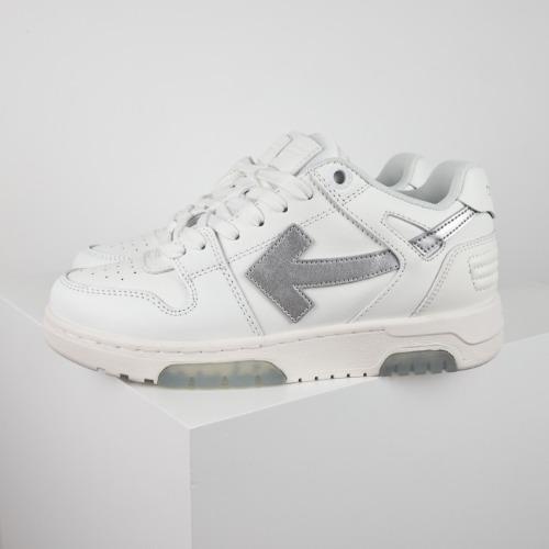 OFF-WHITE Out Of Office OOO Low Tops White Silver