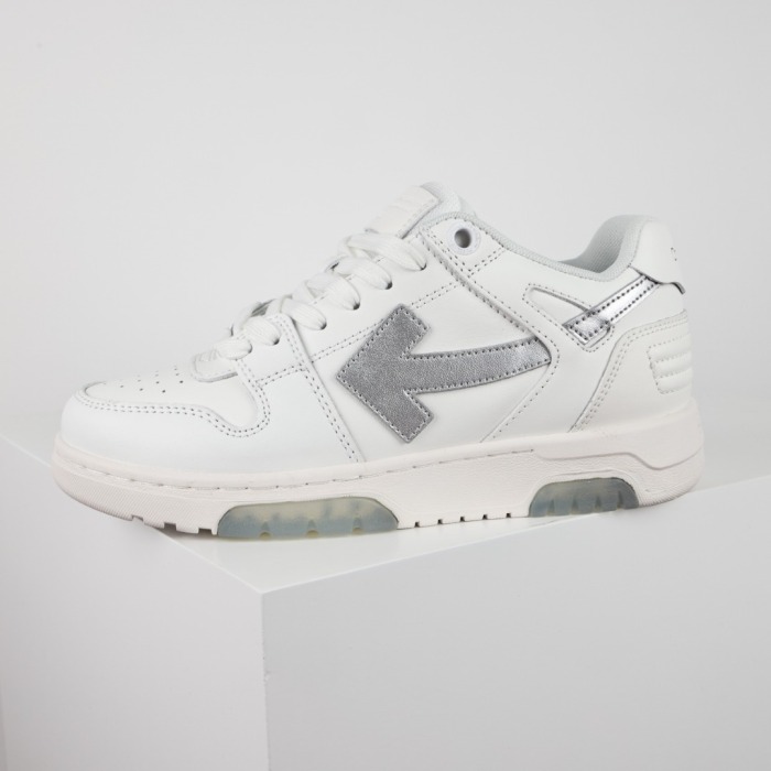 OFF-WHITE Out Of Office OOO Low Tops White Silver