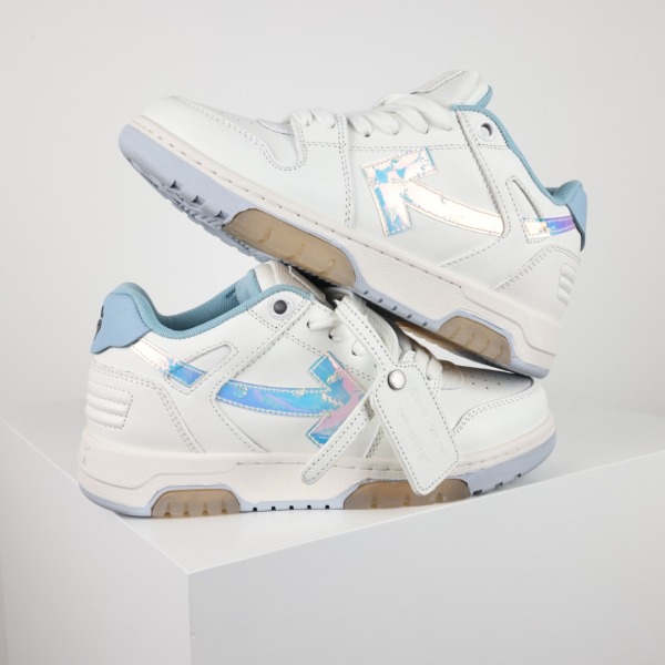 OFF-WHITE Out Of Office OOO Low Tops White Iridescent Blue