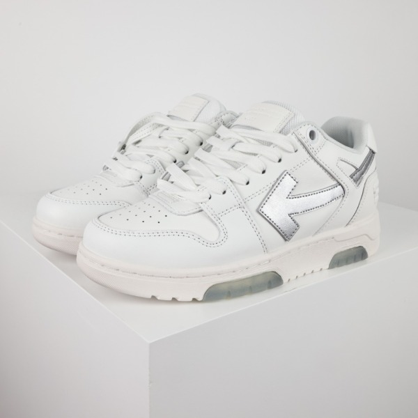 OFF-WHITE Out Of Office OOO Low Tops White Silver