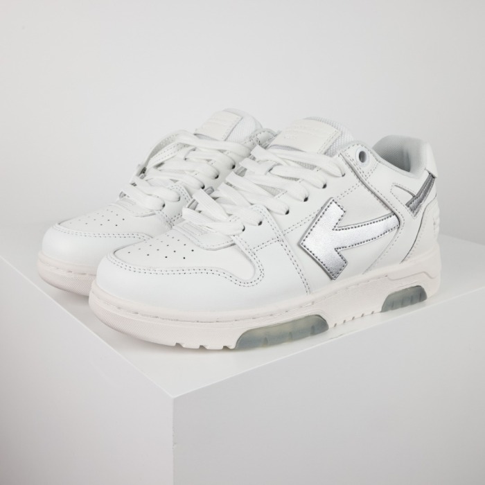 OFF-WHITE Out Of Office OOO Low Tops White Silver