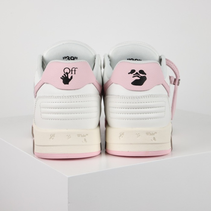 OFF-WHITE Out Of Office OOO Low Tops White Pink