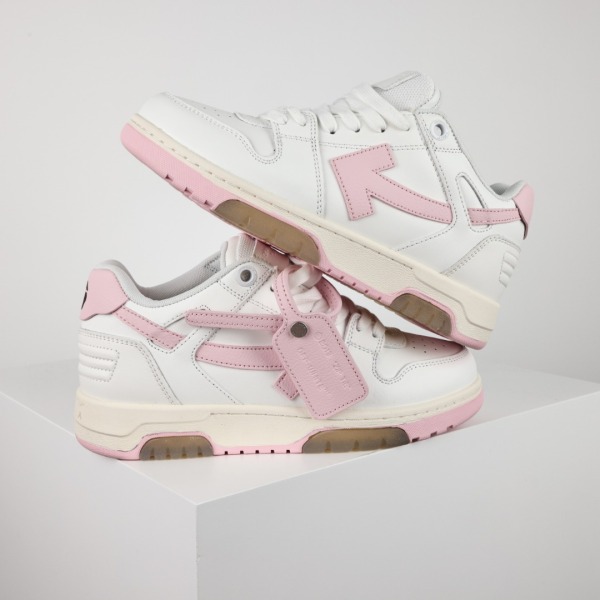 OFF-WHITE Out Of Office OOO Low Tops White Pink