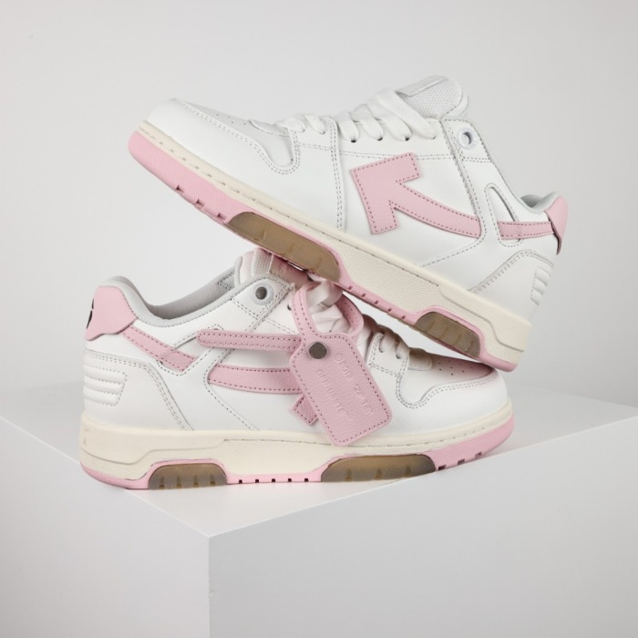 OFF-WHITE Out Of Office OOO Low Tops White Pink