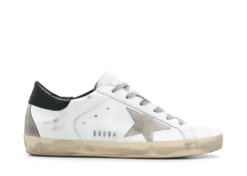 Golden G00se Superstar Wth Gold Star And Black Glitter Heel Tab