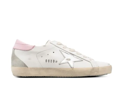 Golden G00se Super-Star With Silver Leather Star And Pink Heel Tab
