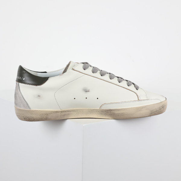 Golden G00se Super-Star trainers with red suede star and green leather heels tab