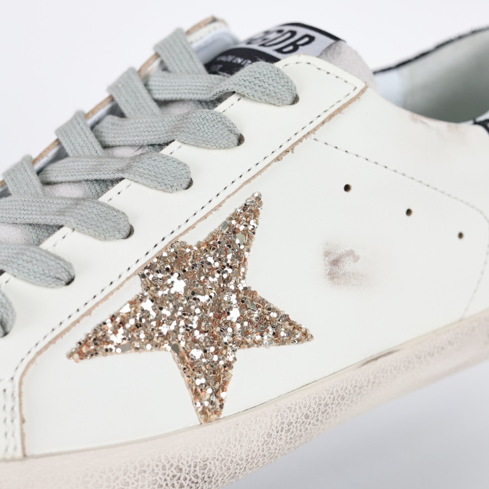 Golden G00se Super-Star With Gold Glitter Star And Black Glitter Heel Tab
