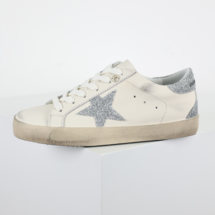Golden G00se Super-Star Trainers With Silver Swarovski Crystal Star And Heels Tab